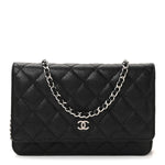 Caviar Quilted Wallet on Chain WOC Black