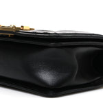 Lambskin Chevron Chain Stitched Small Boy Flap Black