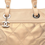 Metallic Coated Canvas Quilted Small Paris Biarritz Tote Gold