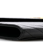 Grain De Poudre Matelasse Chevron Monogram Envelope Clutch Black