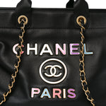 Calfskin Medium Deauville Tote Black Multicolor