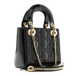 Patent Cannage Mini Lady Dior Black