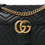Calfskin Matelasse Small GG Marmont Shoulder Bag Black