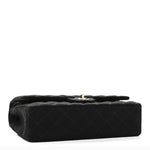 Jersey Quilted Medium Bijoux Chain Double Flap Black