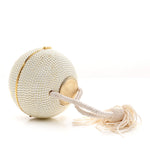 Swarovski Crystal Disco Ball Minaudiere Clutch White Gold