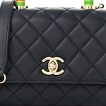Goatskin Quilted Extra Mini Rainbow Coco Handle Flap Navy Blue