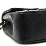 Lambskin Quilted Mini Rectangular Flap Black