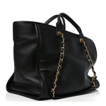 Calfskin Medium Deauville Tote Black Multicolor