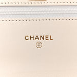 Lambskin Quilted CC Pearl Crush Wallet on Chain WOC White