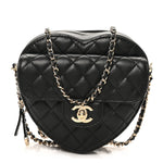 Lambskin Quilted CC In Love Heart Bag Black