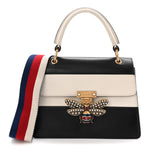 Calfskin Sylvie Web Small Queen Margaret Top Handle Bag Black White