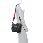 Calfskin Matelasse Sylvie Web GG Marmont Bucket Bag Black