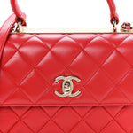 Lambskin Quilted Small Trendy CC Flap Dual Handle Bag Red
