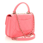 Lambskin Lacquered Quilted Mini Trendy CC Dual Handle Flap Bag Coral Pink