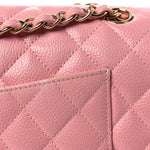 Caviar Quilted Medium Double Flap Pink