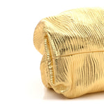 Metallic Bark Calfskin Embossed The Pouch Oversized Clutch Oro
