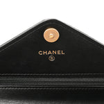 Calfskin Elaphe Double Chevron Mini Wallet On Chain WOC Black