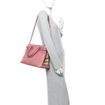 Derby Calfskin House Check Medium Banner Tote Mauve Pink