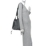 Grained Calfskin Medium Hammock Shoulder Bag Blue