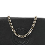 Pebbled Calfskin Medium Soho Flap Crossbody Black