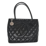 Caviar Quilted Medallion Tote Black