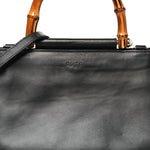 Nappa Bamboo Web Small Nymphaea Top Handle Bag Black