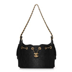 Washed Denim Quilted Mini Chanel 25 Handbag Black