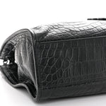 Calfskin Crocodile Embossed Monogram Medium Niki Shopping Bag Black