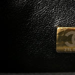 Shiny Lambskin Quilted Golden Links Top Handle Flap Black