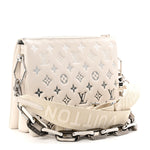 Lambskin Embossed Monogram Coussin PM Cream Grey