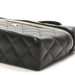 Caviar Quilted Top Handle Slim Vanity With Chain Black