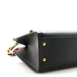 Textured Dollar Calfskin Web Small Diana Tote Bag Black Dusty Grey