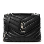 Calfskin Y Quilted Monogram Small Loulou Chain Satchel Black