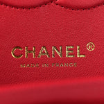 Caviar Chevron Quilted Medium Double Flap Red