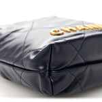 Shiny Calfskin Quilted Mini Chanel 22 Navy Blue