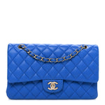 Lambskin Quilted Medium Double Flap Blue