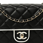 Lambskin Quilted Resin CC Mini Flap Bag Black White