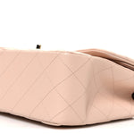 Caviar Quilted Jumbo Double Flap Light Beige