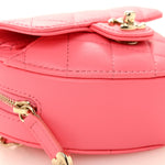 Lambskin Quilted CC In Love Heart Waist Belt Bag With Chain Pink