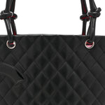 Calfskin Quilted Large Cambon Tote Black