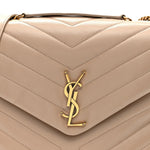 Calfskin Y Quilted Monogram Medium Loulou Chain Satchel Dark Beige