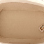 Calfskin Raffia Small Vanity Case Bag White Beige