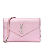 Metallic Calfskin Monogram Envelope Chain Wallet New Azalea