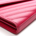 Grain De Poudre Matelasse Chevron Monogram Chain Wallet Lipstick Fuchsia