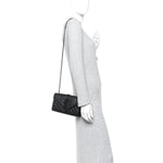Grain De Poudre Textured Mixed Matelasse Triquilt Small Monogram Monochrome Satchel Black
