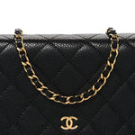 Caviar Quilted Wallet on Chain WOC Black