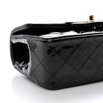 Patent Quilted Mini Top Handle Rectangular Flap Black