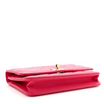 Lambskin Quilted Trendy CC Wallet On Chain WOC Dark Pink