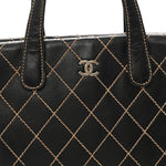 Calfskin Wild Stitch Large Tote Black