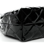 Patent Quilted Large Coco Shine Accordion Flap Black